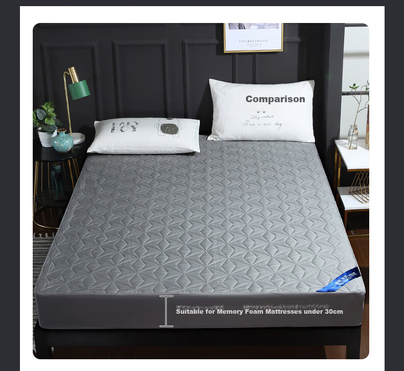 Hengyuanxiang Class A Quilted Fitted Sheet, Single Piece Washable, Dirt-Proof Non-Slip Mattress Protector Cover for Single Bed, 150*200cm 4