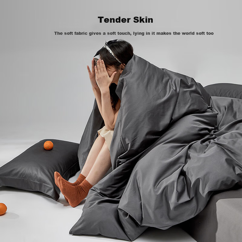 YALU&FREEDOM Washable Cotton Duvet Cover, Single Size 150x200cm, Brushed Fabric, Single Piece, for 1.5m Bed, Student Dormitory Mattress Cover, Dark Gray