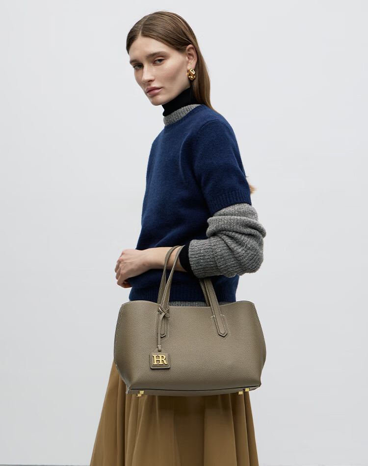 HR Women's Handbag, Top-Grain Leather, Tote Bag with Multiple Pockets, Shoulder Crossbody Bag, Birthday Gift for Wome 1