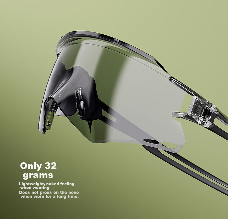 ACRUNU Cycling Glasses, Professional Photochromic Goggles, Day And Night Use, Bicycle Sunglasses, Road Bike Glasses, Deep Black 9