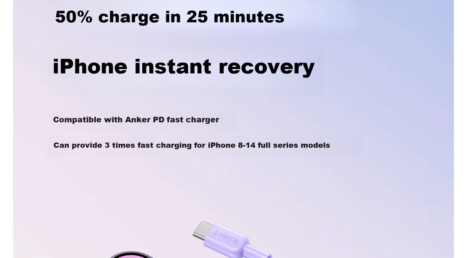 ANKE Charging Cable [MFi Certified], Apple IPhone 11/12/13/14 Phone Type-C to Lightning 60W Fast Charging Skin-Friendly Data Cable, 0.9m White 7