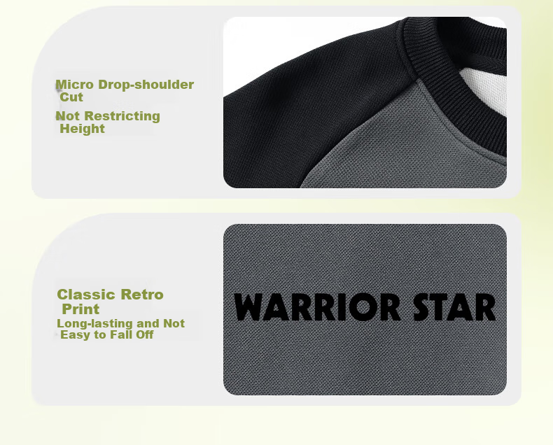 Warrior Sweatshirt for Men, Spring And Autumn Season, Color Block Round Neck Long Sleeve T-Shirt, Comfortable Retro Base Layer Pullover for Men, 1078 11