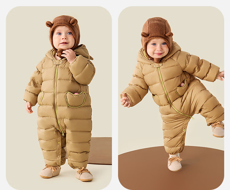 Minibala Bala Waterproof Baby Down Jumpsuit Winter Unisex Toddler Outdoor Warm Down Romper Crawling Suit 5