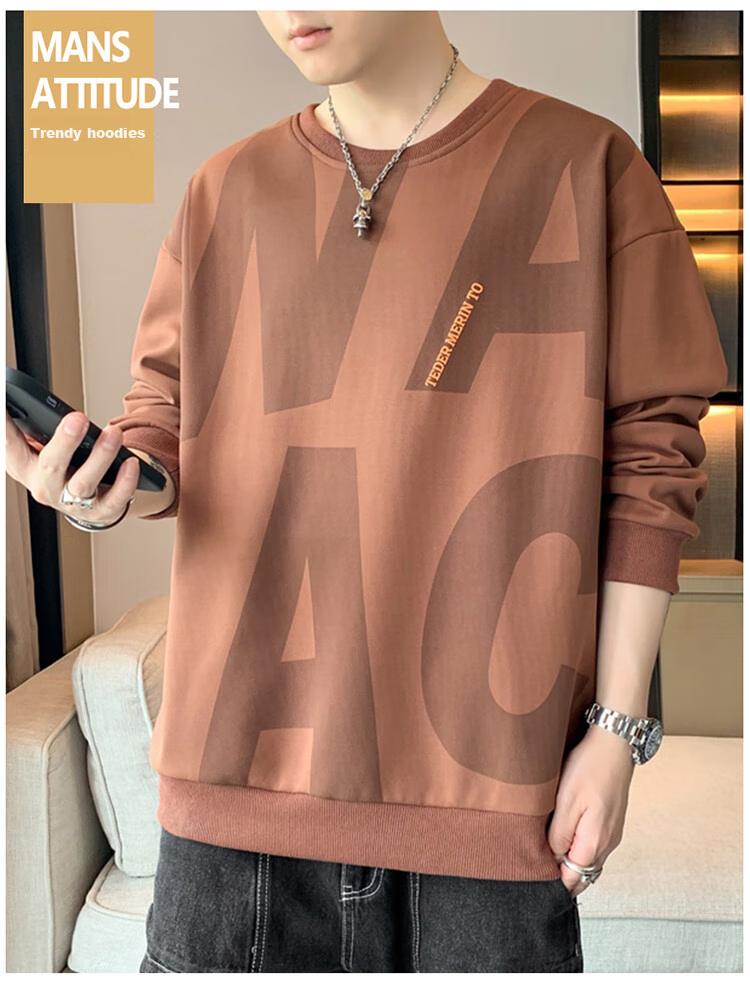 JEEP SPIRIT Sweatshirt for Men, Autumn 2025 New Style, Loose-Fitting Base Layer, Long-Sleeve Sweatshirt for Men 6586, Black, XL 1