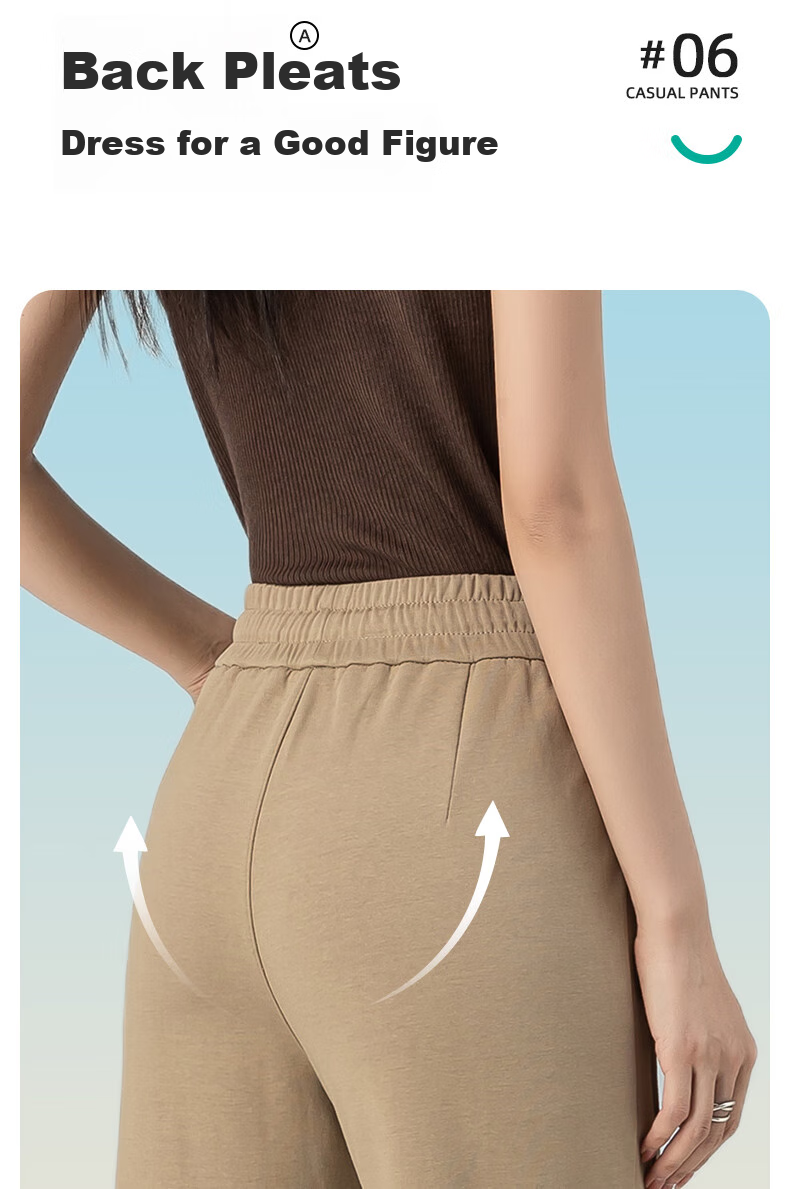 BOPRUIEY Black Slim Wide-Leg Pants for Women, 2026 Spring Style, High-Waisted Casual Slimming Draping Straight Cotton Trousers 11