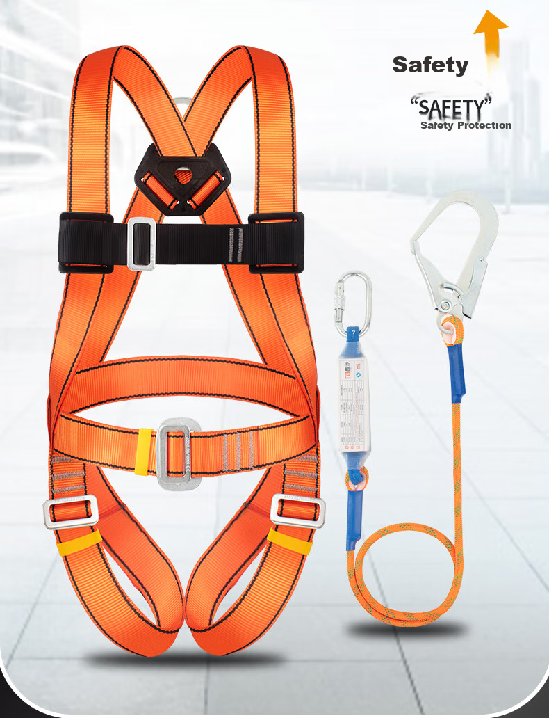 Timi Five-Point Safety Harness, High-Altitude Work Safety Rope, Full Body Safety Belt, Adjustable Single Large Hook, 3 Meters 3