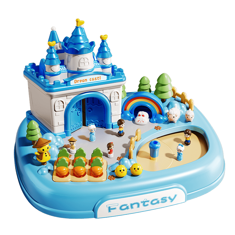 Kakabeier Children's Pretend Play Elsa Princess Magnetic Castle Educational Toy for Girls Ages 3-6 Blue Birthday Gift
