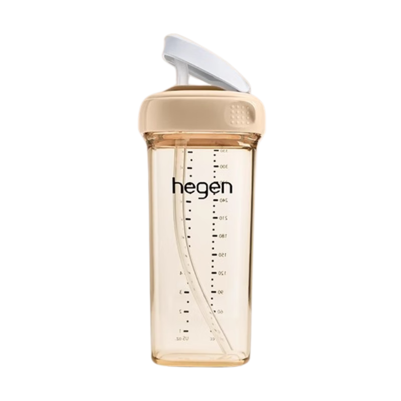 HEGEN Straw Cup Milk Bottle for Ages 1-3 PPSU Children's Water Cup Kindergarten Direct Drinking Water Cup 330ml Gold