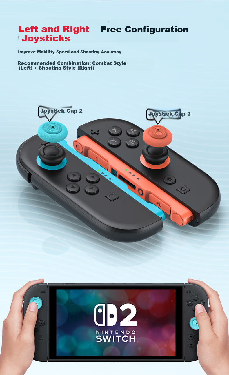 Xindeli Suitable for Nintendo Switch 2 Joy-Con, NS2 Controller Mushroom Head Protective Cover, NS Pro Button Anti-Slip Cap, JoyCon 2 Modification Repair, Second-Generation Hong Kong Version Game Console Accessory 7