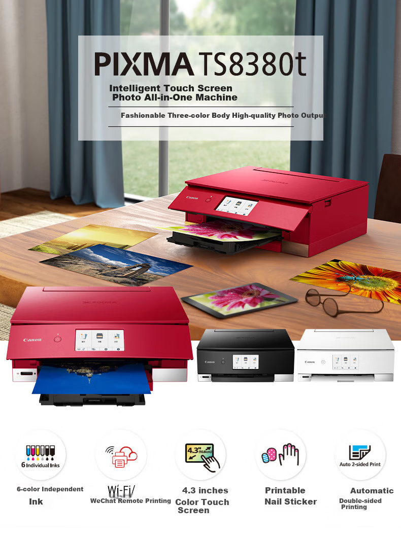 Canon TS5380t-Pink Green Wireless Home Color Inkjet All-In Printer (Print/copy/scan/Auto Duplex, for Student Work/Photos) 2