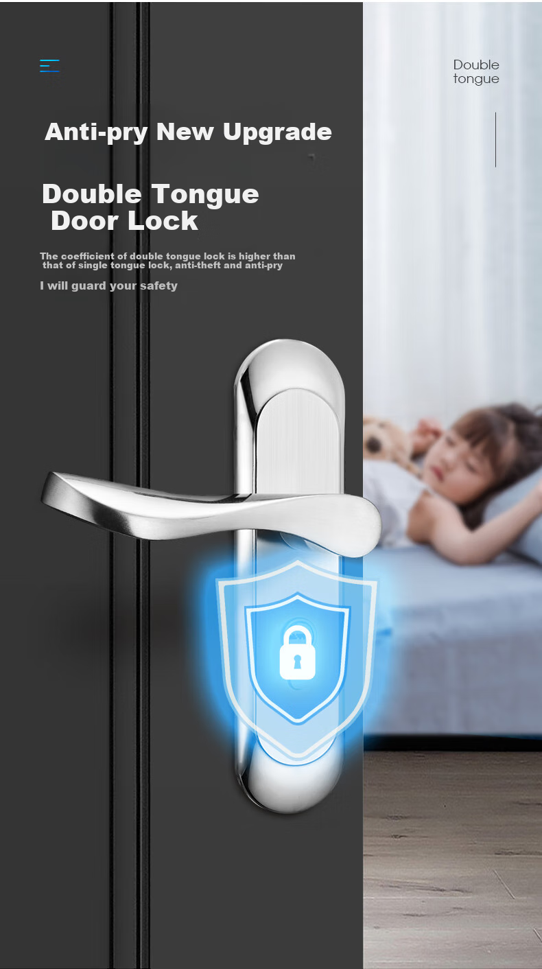 Fly.Globe Stainless Steel Door Lock, Interior Bedroom Door Lock, Anti-Theft Lock, Door Handle, AH66 10