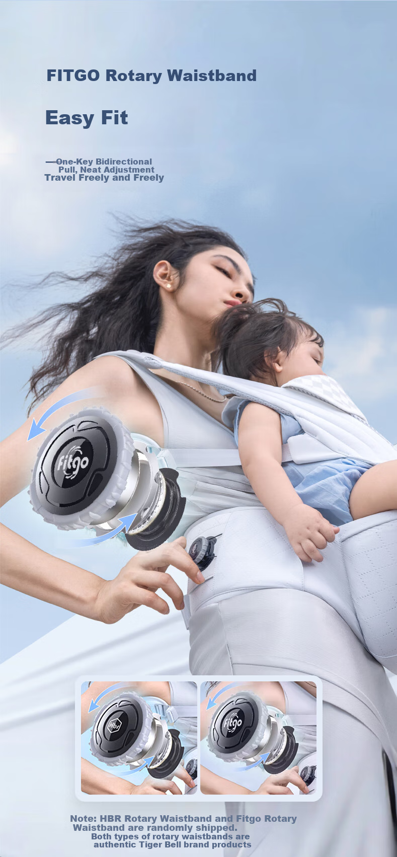 HBR Air Classic Pressure-Reducing Waist Stool, Five-Dimensional Baby Carrier, Lightweight, All-Season Multifunctional Baby-Holding Device, Silver Mist White 6