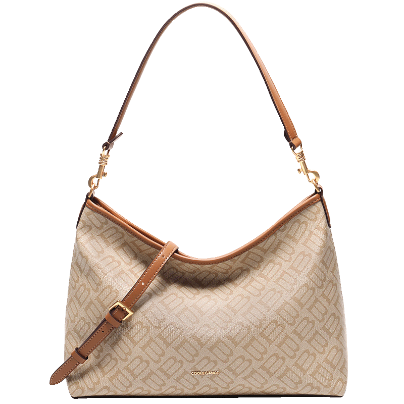 Belle Women's Handbag, Retro Casual Crescent Bag, Seagull Monogram Tote Bag X7199AX5, Apricot Color