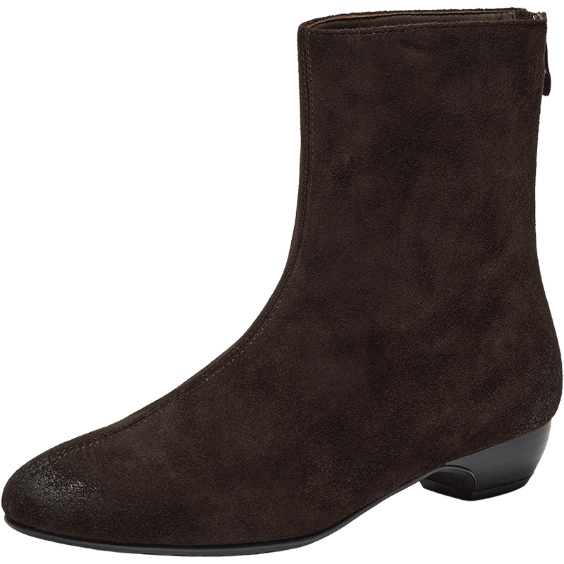 Bata Slim Boots for Women 2025 Winter Cow Split Leather Commuter Fashion Boots 66061DZ5 Dark Coffee Size 39