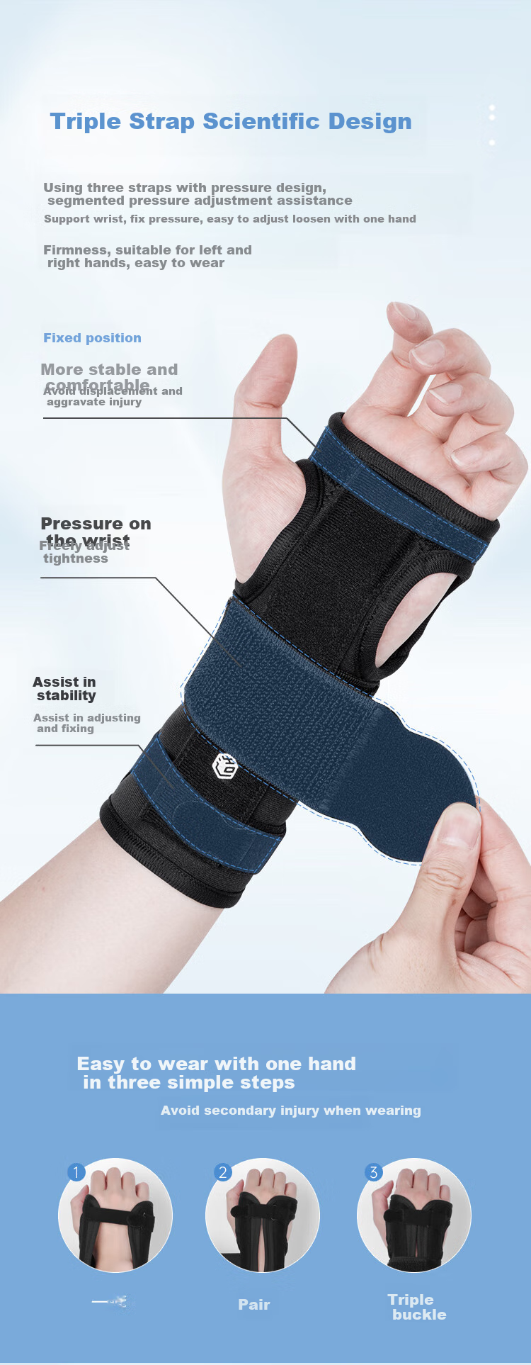 JD Original W100 Wrist Guard, TFCC Tendonitis Fitness Sports Protective Gear, Badminton Tennis Volleyball Anti-Sprain Brace, 2 Pieces 8