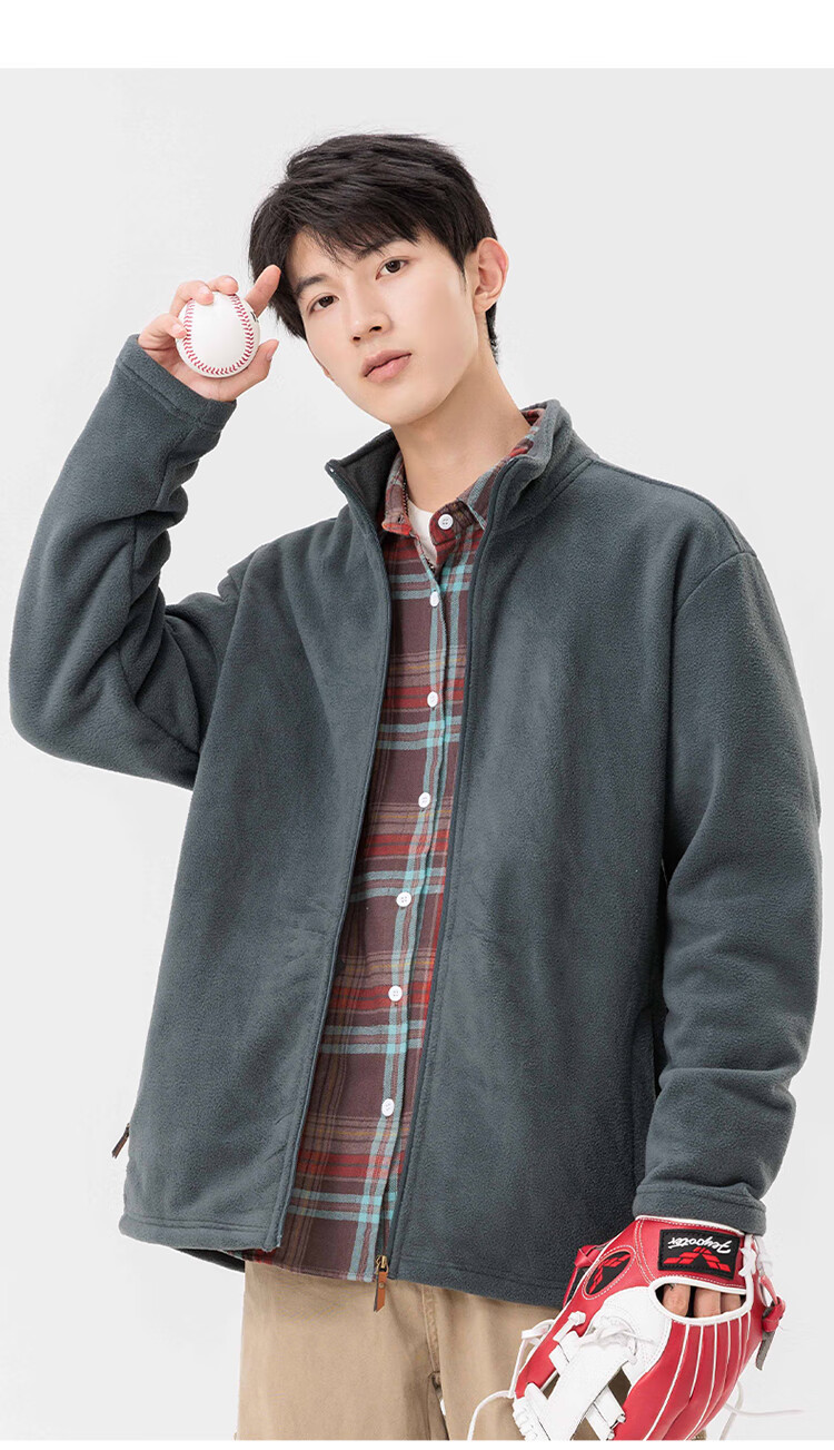 JEEP SPIRIT Men's Fleece Jacket Autumn Winter Casual Outdoor Jacket 2438 Gray M 6