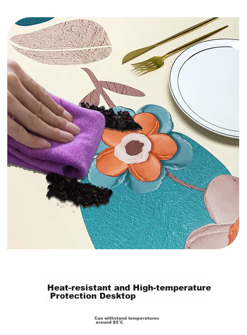 JANMEIJIA Waterproof And Oil-Resistant Tablecloth, Washable, Scald-Proof, Luxurious PU Dining Mat, Table Pad, Coffee Table Cover, Rectangular Shape 6