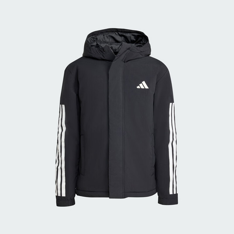Adidas Men's Sportswear Series 3S HOODED INS J Short Cotton Jacket JY8303, Black, Size L 1
