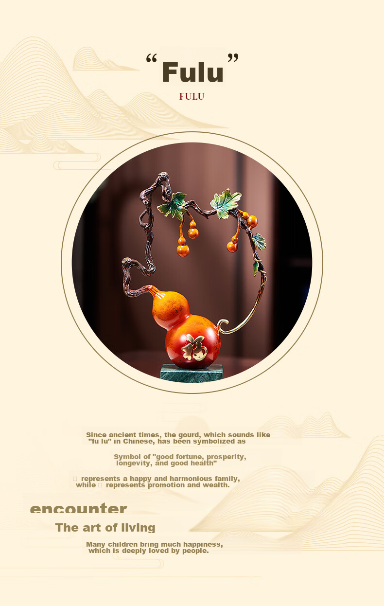 Nuoshiman Copper Gourd Ornament for Living Room, Wine Cabinet, Office, Housewarming Gift, Moving Present, Grand Opening 2