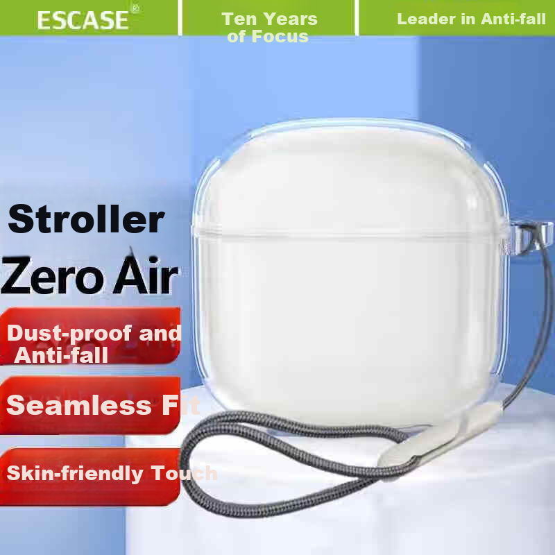 ESCASE Transparent Silicone Soft Case for Edifier Zero Air Bluetooth Earphones, Protective Cover with Strap, Shockproof Ultra-Thin Full Protection Storage Box