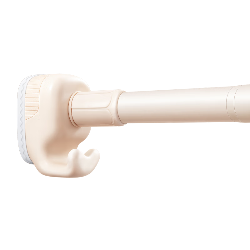 Futuristic No-Drill Telescopic Clothes Drying Rod Hook Balcony Wardrobe Hanging Rod Support Cream White 100-170cm