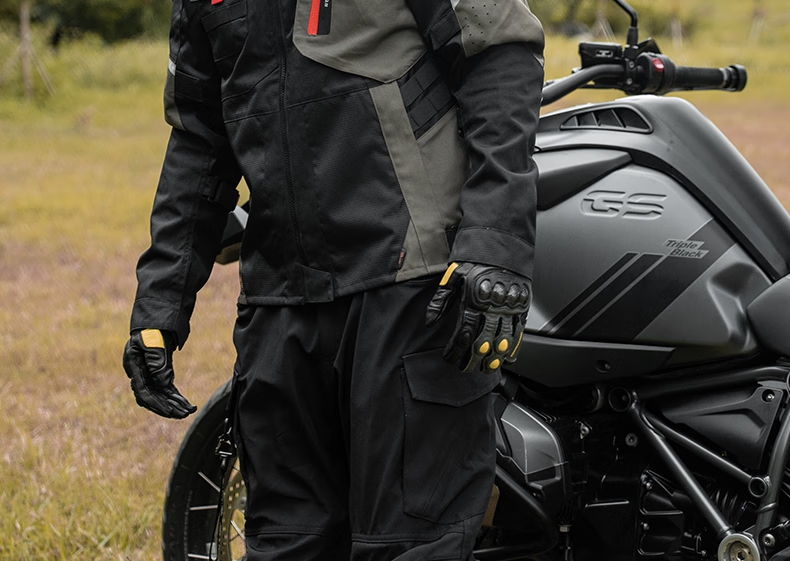 STAR FIELD KNIGHT Motorcycle Riding Jacket, Summer And All-Season Warm Fleece-Lined, Outdoor Motorbike Travel Gear, Black, Size 3XL 45