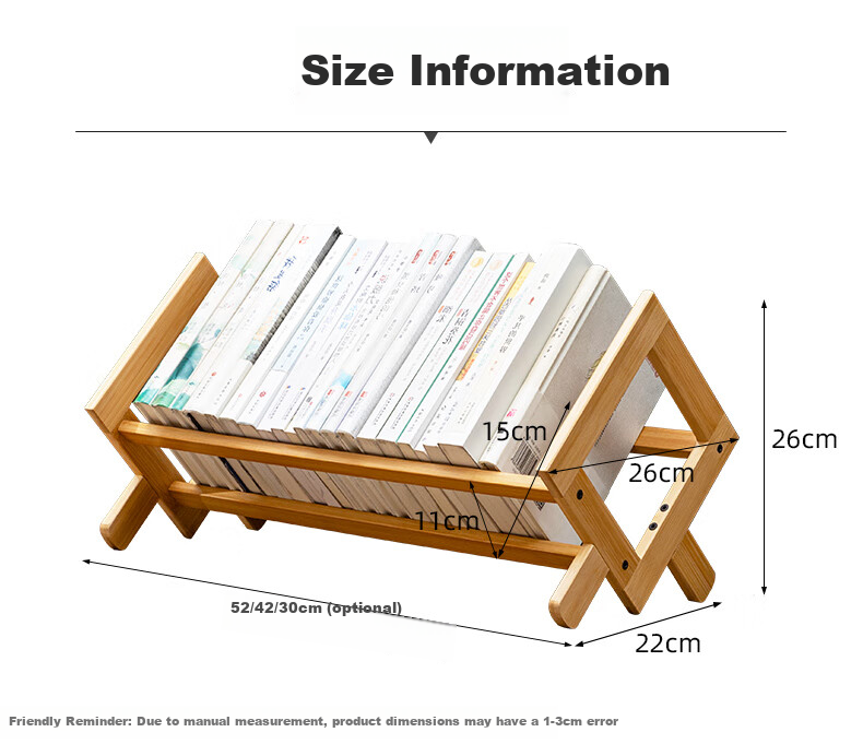 Laozhujiang Desktop Bookshelf, Simple Desk Organizer, Basic Bookcase, Student Storage Rack, Natural Color, 52cm Long 10