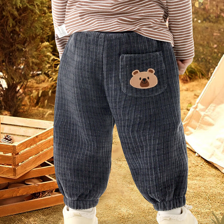 BOBDOG Kids Pants Autumn Winter Thin Fleece Lined Casual Boys Long Pants Versatile Outerwear Sweatpants for Older Children 8