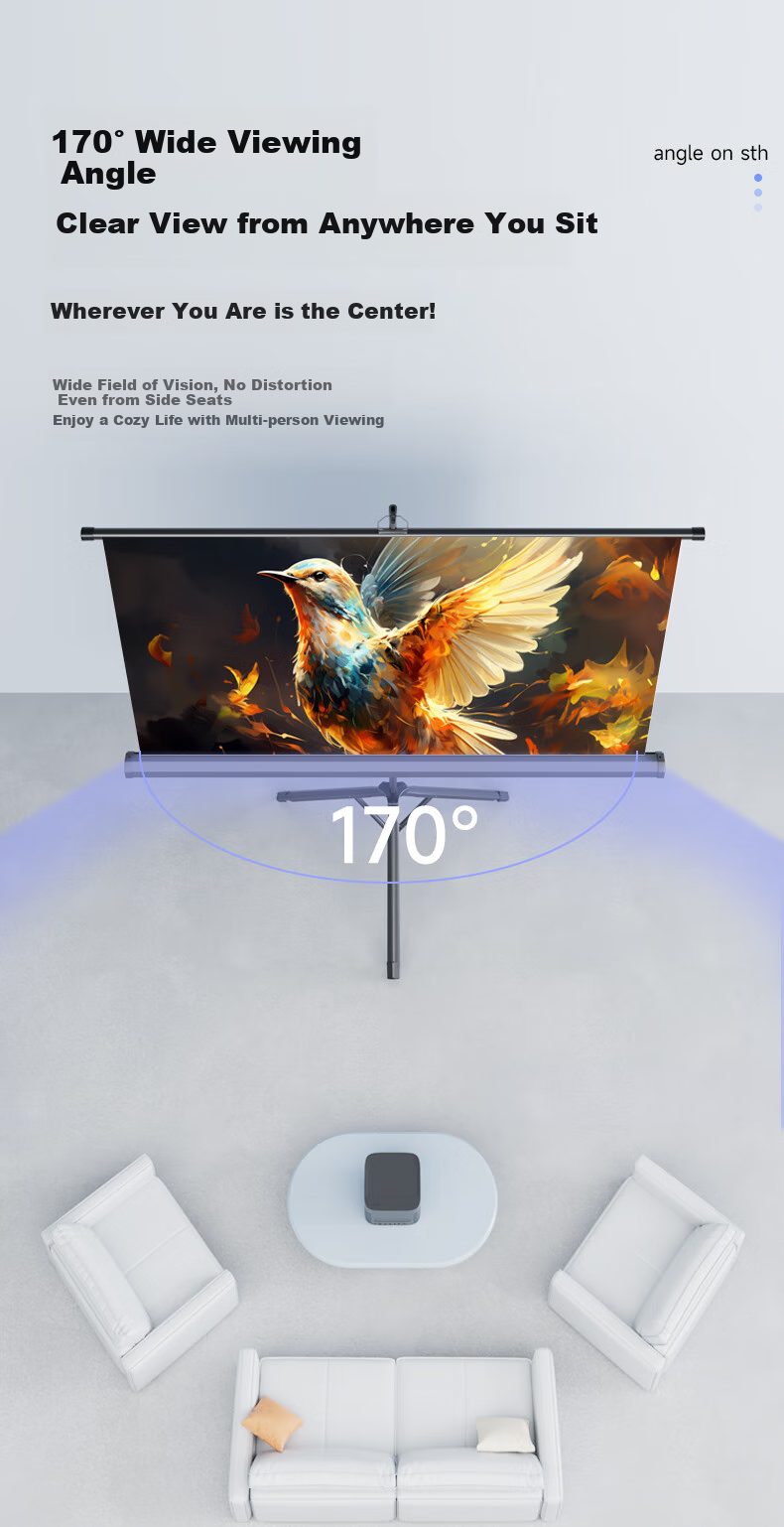 Fat Giant Projection Screen ZP Bracket Screen 120-inch 16:9 No-Drill Wall-Mount Dual-Use Projection Screen Supports HD Home Office Mobile Outdoor Portable Screen 5