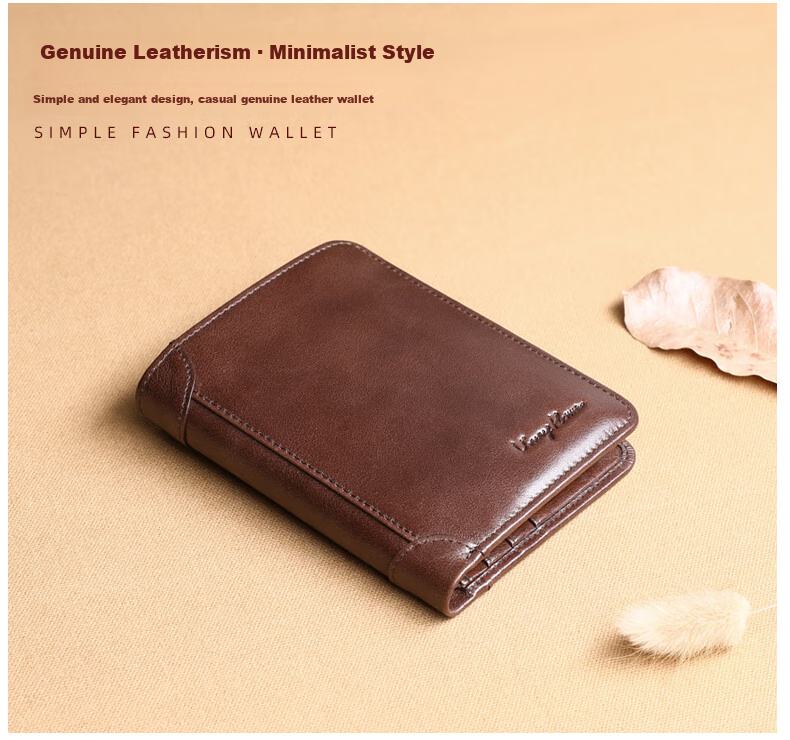 Viney Men's High-End Brand Wallet, Short Card Holder, ID Holder, Light Luxury Birthday Gift for Boyfriend, Husband, Father, Or Dad 11