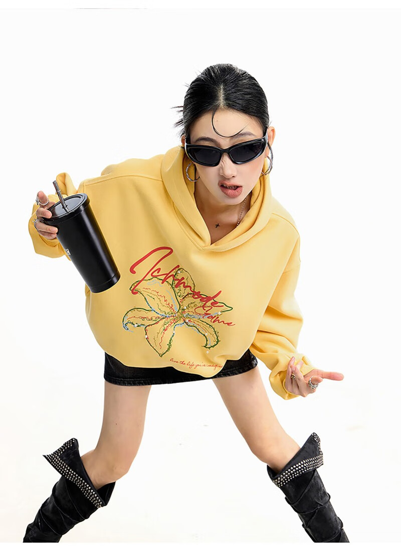 ICH MODE Women's American Style Hoodie Autumn Winter 2025 New Loose Pullover Jacket Top Dark Gray M 9