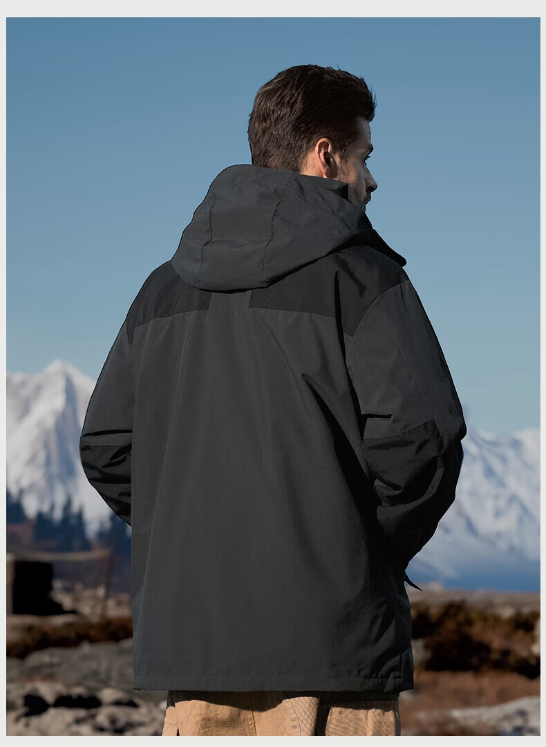JEEP Men's 3-in-1 Windproof and Wear-Resistant Spring Outdoor Hiking and Mountaineering Jacket 14