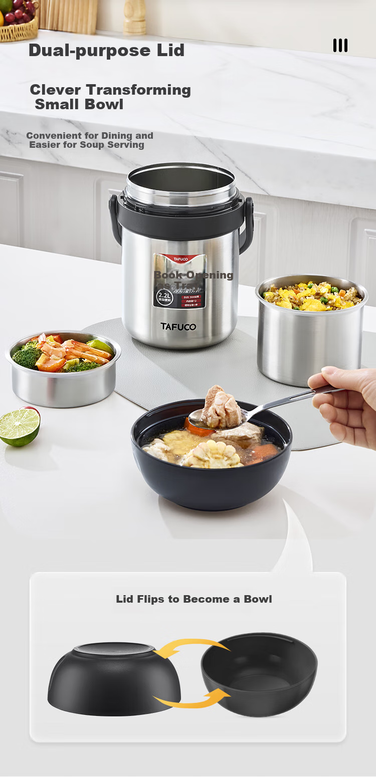 TAFUCO Insulated Lunch Box, 316 Stainless Steel, for Office Workers And Students, Portable Thermos Container, 2L, Midnight Blue T6241 9