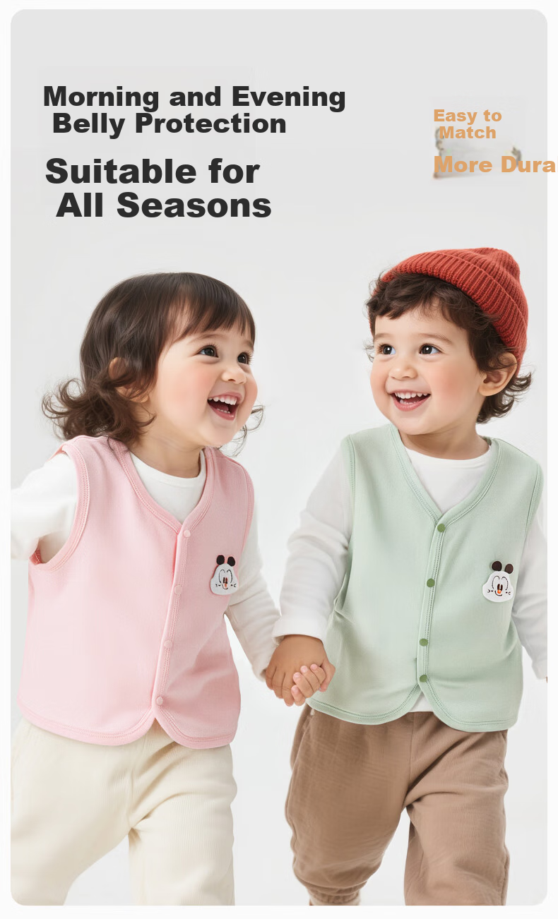 BOBDOG Baby Vest Spring And Autumn Style, Pure Cotton Infant And Toddler Unisex Baby Class A Warm Vest Top Children's Sleeveless Jacket for Fall And Winter 6