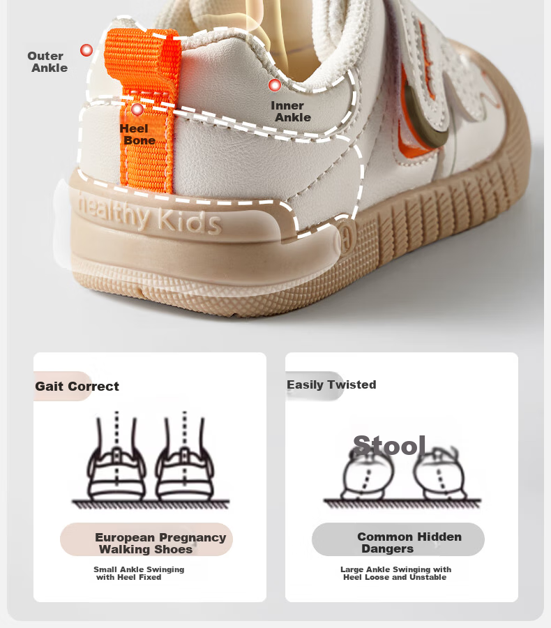 OUYUN Baby Walking Shoes, Toddler Non-Slip Functional Shoes for Boys And Girls, Spring And Autumn Children's Footwear, Gray, Size 18 15