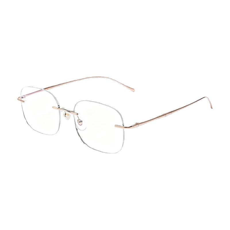 Boshide Blue Light Blocking Glasses Radiation Protection Ultra-Light Frameless Glasses Rose Gold