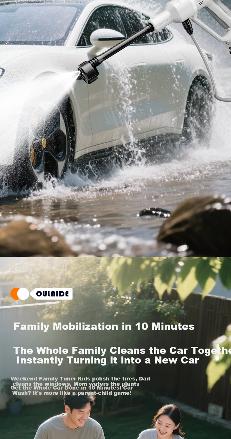 Oulaide Portable Wireless High-Pressure Car Wash Machine with Lithium Battery-Powered Water Gun for Home Use And Car Cleaning 7