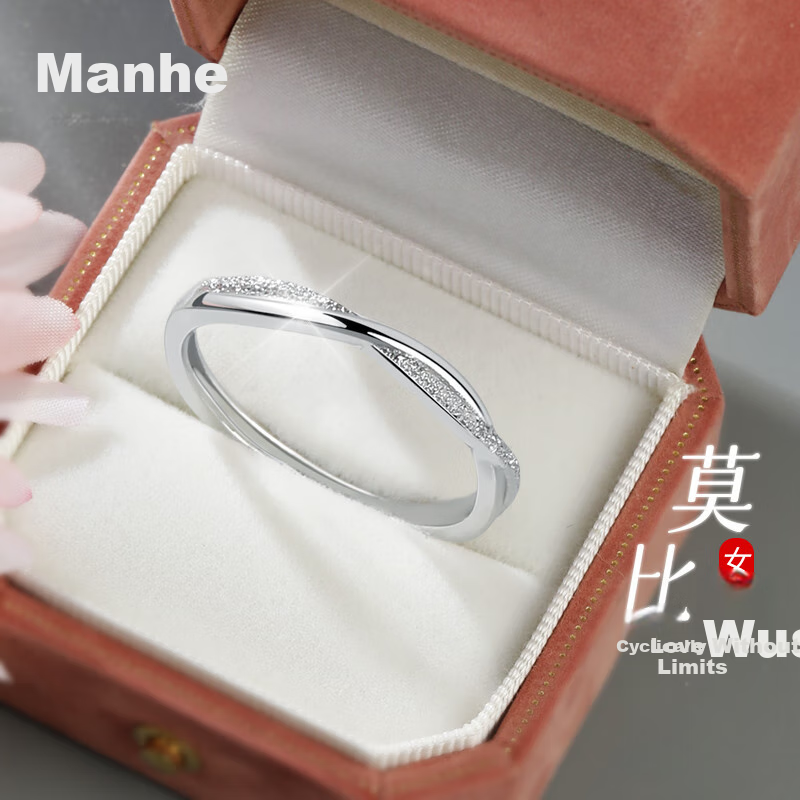 MANHE S999 Sterling Silver Couple Rings, One Pair Engagement Diamond Rings, Adjustable Women's And Men's Birthstone Rings, Valentine's Day Gift