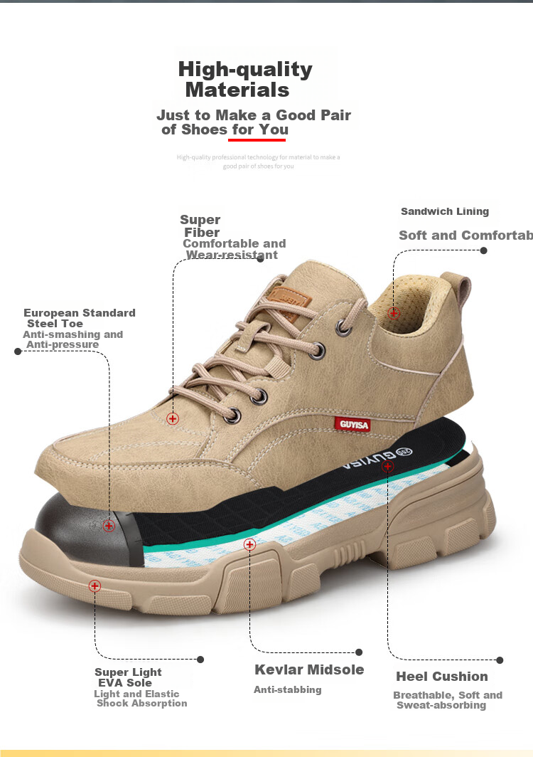 JUNBU Safety Shoes for Men, Steel Toe Cap, Anti-Smashing, Anti-Puncture, Ultra-Light Soft Sole, Comfortable Construction Site Work Boots 1115F Size 43 4