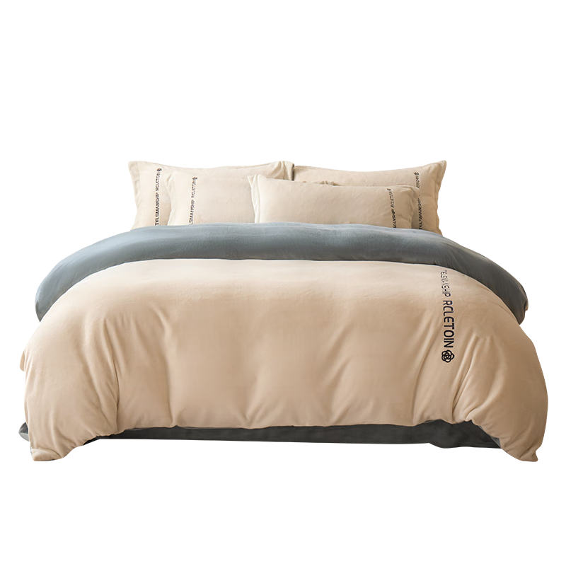 MUJI Thickened Winter Milk Velvet Duvet Cover Single Piece Flannel Coral Fleece Double-Sided Plush Home Quilt Cover 200*230cm