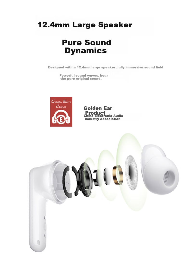 HONOR Earbuds A Pro [Subsidies], Bluetooth Earphones, HONOR Headphones, Noise Reduction, High Sound Quality, Long Battery Life, Compatible with HONOR, Huawei, Xiaomi Phones, White 4
