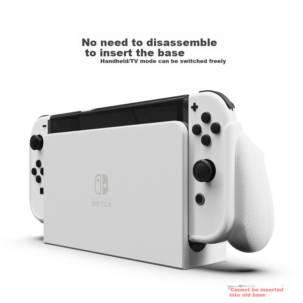 Skull & Co. Switch OLED Protective Case, Direct Plug-In Base without Blocking Stand, Compatible with NeoGrip Battery Life, White Single Item 6