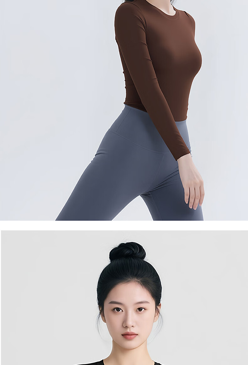 LangSha Women's Long Sleeve Round Neck Slim Fit Knit Top Autumn Winter Base Layer Shirt 12