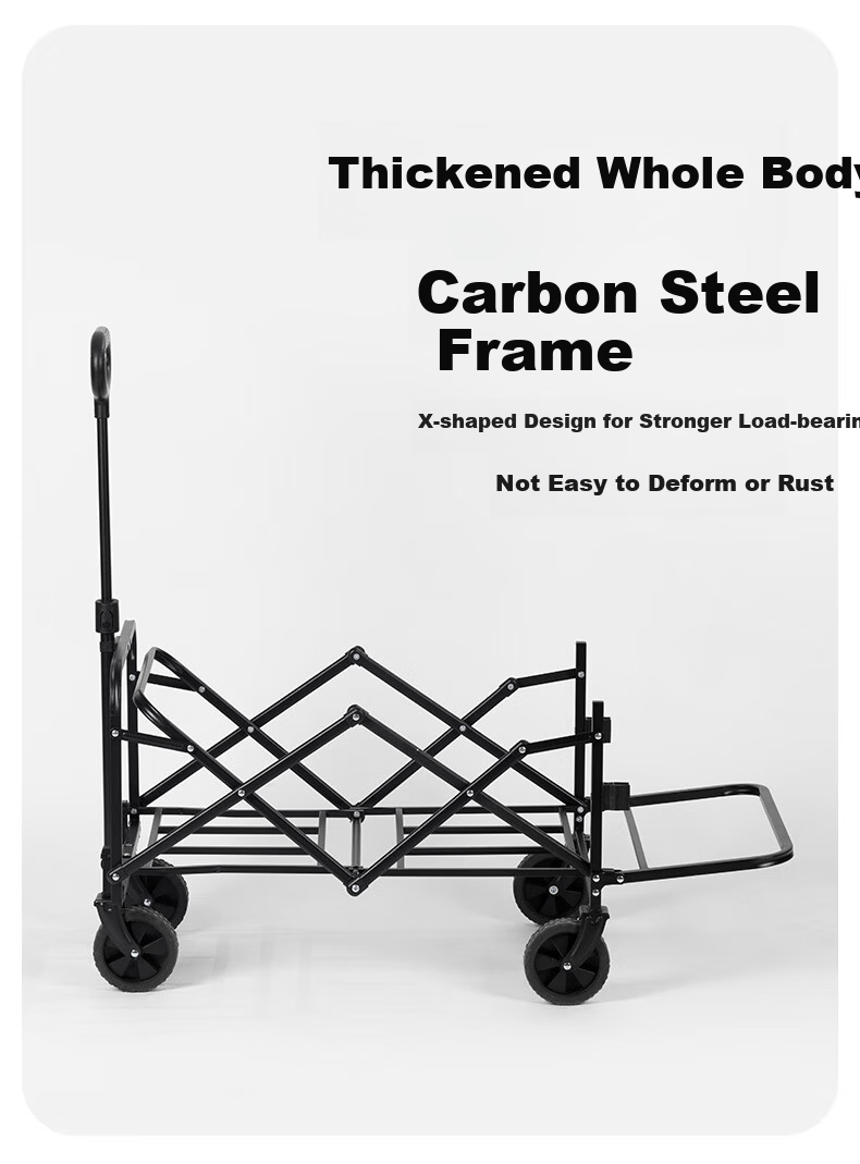 Black Dog Outdoor Camping Cart for Picnics, Grocery Shopping, And Pet Transport with Removable Cargo Bed 5