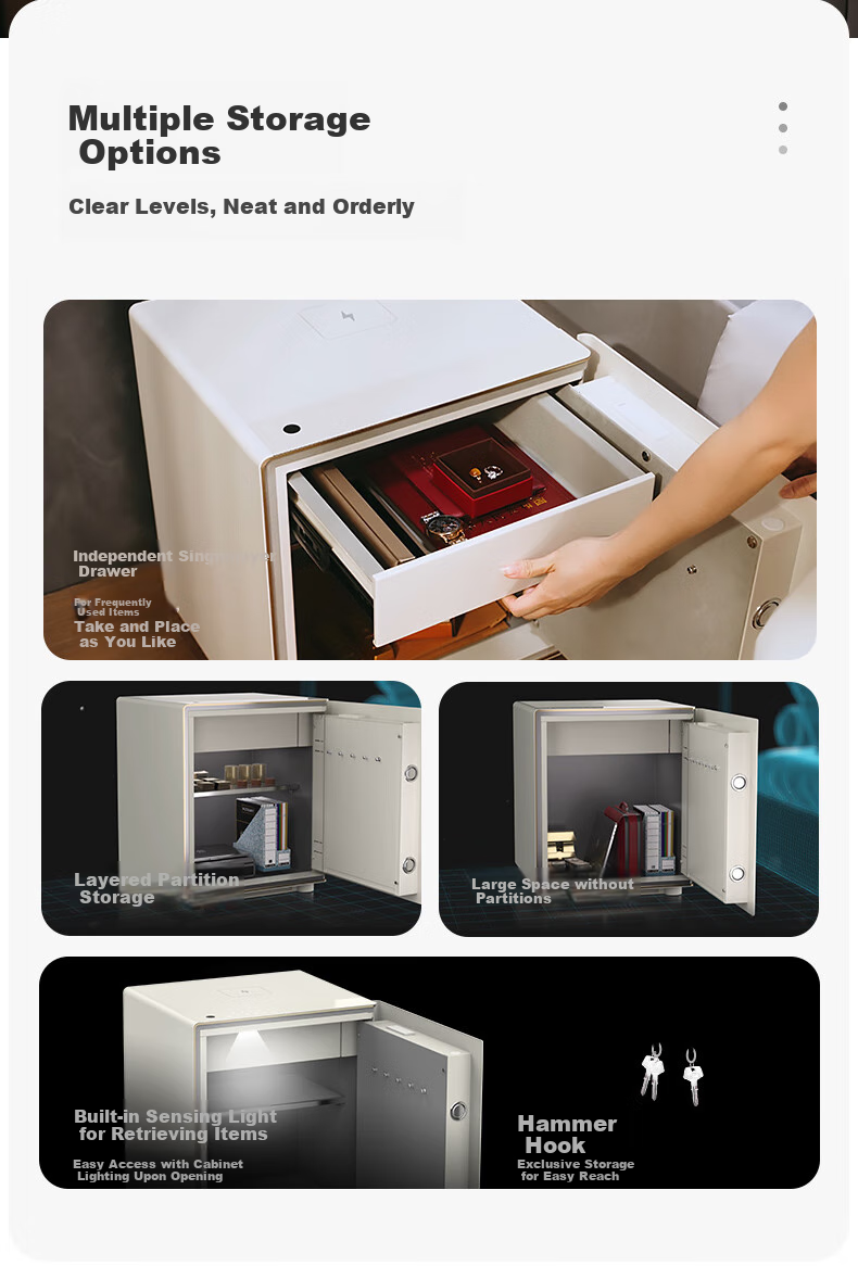 PHILIPS Safe, Home Bedside Cabinet-Style, Wireless Charging, Smart Alarm, Fingerprint Password Key, Office Safekeeping Box, Safe SBX300, Smoke White 12