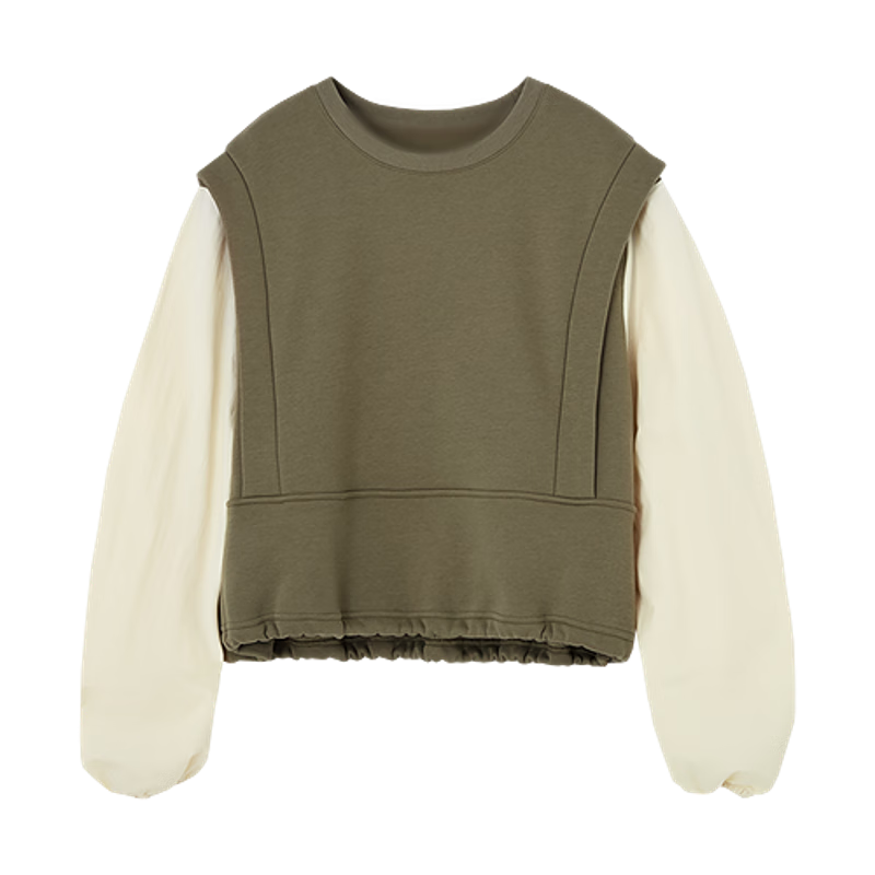 Demana Women's Spring Simple Style Cloud Texture Cotton 3D Adjustable Elastic Sweatshirt Top