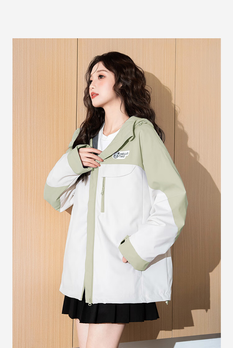 TonLion 2026 Spring Autumn New Hooded Patchwork Workwear Jacket Women Loose Casual Sports Style Top 13
