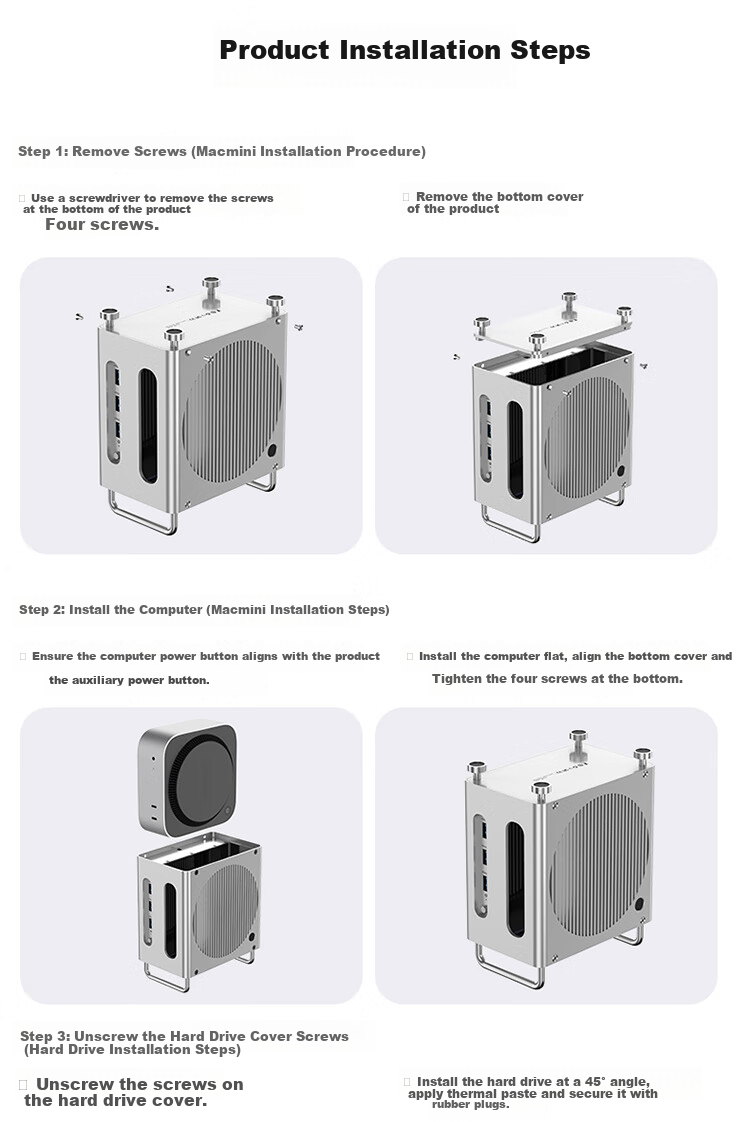 Acasis Compatible with Mac Mini M4 Expansion Dock, Hard Drive Enclosure, 40Gbps Transfer Rate, Dual DP Screen Mirroring, 16TB Capacity Expansion, Compatible with M4/M4Pro Hosts, Supports Thunderbolt 4/5 Interface, M002Pro 12