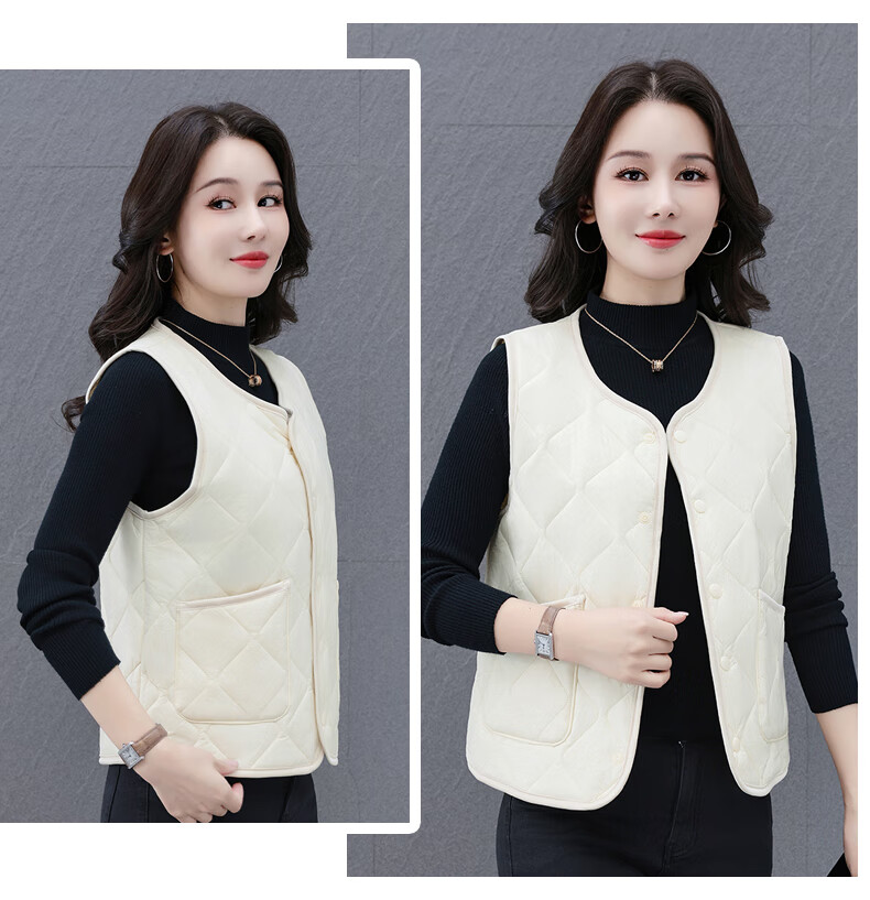 Woodpecker Women's Wool Vest Outerwear 2025 Autumn Winter New Lightweight Thickened Warm Vest for Moms Black XL 5
