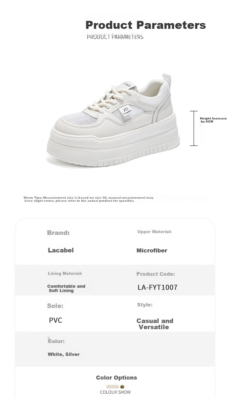 La Chapelle Breathable Lightweight Mesh Shoes, Autumn New Trendy Casual Sneakers, White Shoes, White, Size 36 1